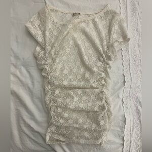 Laced Sheer Ruched Top